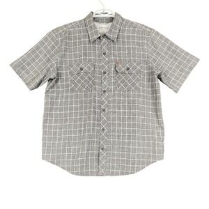 Orvis Mens‎ Plaid Short Sleeve Button Up Fishing Shirt Gray Size L